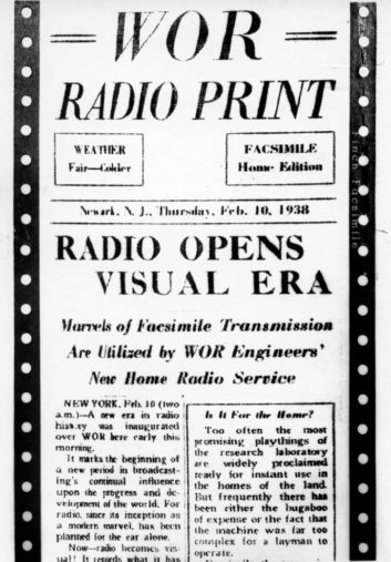 Finch facsimile, William G.H. Finch, radio facsimile, WOR