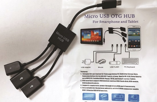 USB on-the-go (OTG) cable for smartphone/tablet connection - ArduSimple