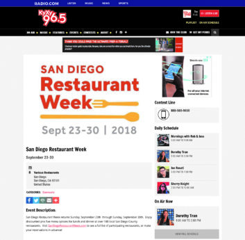 San Diego Restaurant Week website
