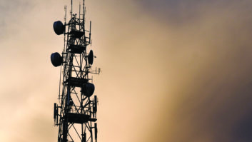 Silhouette telecommunication tower