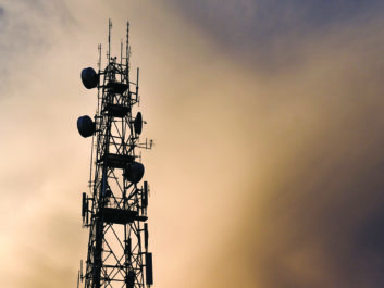 Silhouette telecommunication tower