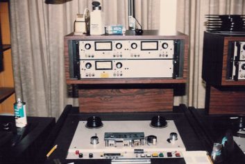 Closeup of a three-track mastering recorder.