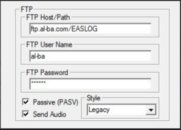 FTP screen image information loaded into the EAS unit. 