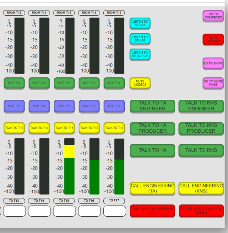 Detail of WAMU custom panel allowing codec manager to work remotely and test 30 to 40 codecs