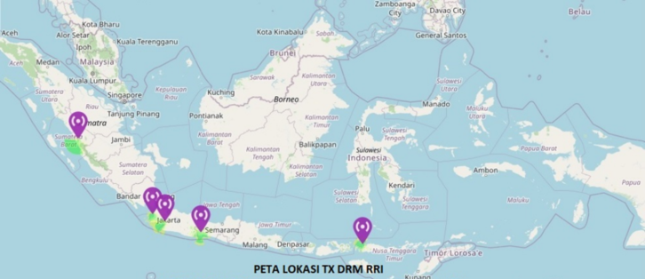 RRI new DRM FM transmitting stations in Java, Timor and West Sumatra.
