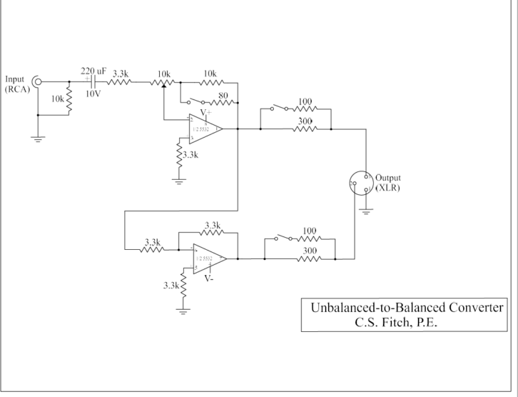 Unbalanced to balanced converter schematic low rez