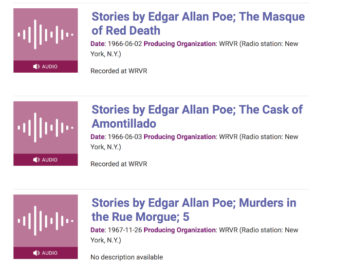 American Archive of Public Broadcasting, WRVR, Edgar Allen Poe radio