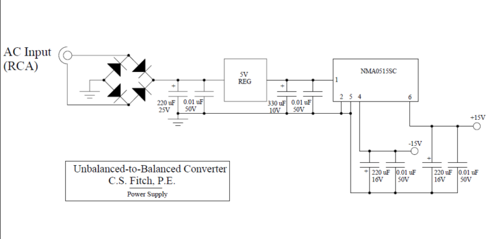 power supply for unbalanced to balanced converter low rez