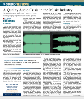 page of Radio World with audio crisis story