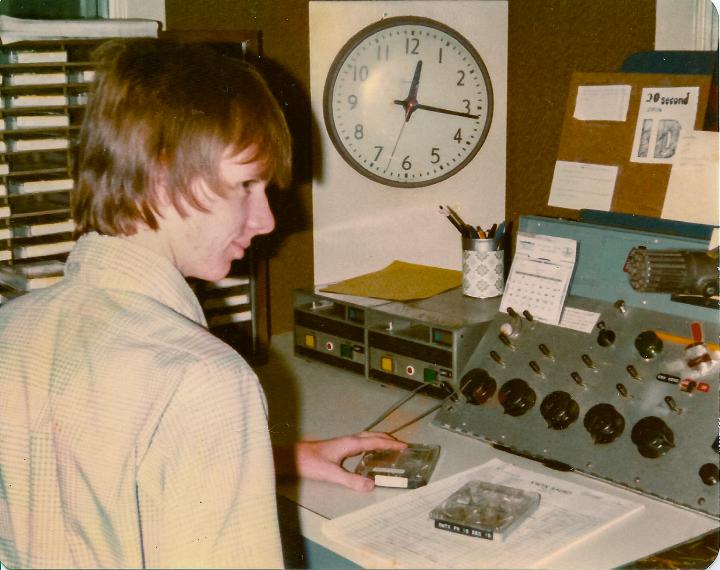 KWTX-FM--Former announcer Bill Castello in KWTX-FM control--circa 1979