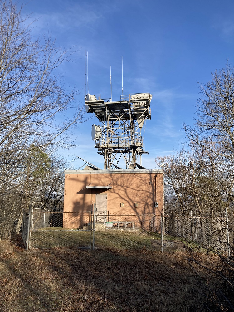 The KUHS transmitter is located in this former AT&T microwave relay building on top of West Mountain.