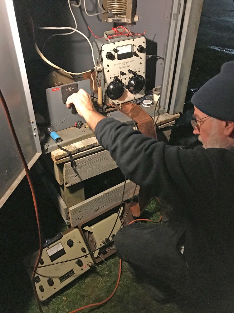 Del Dayton tuning the temporary antenna coupling network