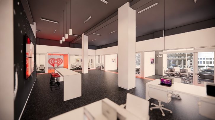 iHeartMedia Cleveland planned Office Design by Beneville Studios and AUX1 design