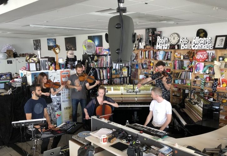 Olafur Arnalds and band are shown at the Tiny Desk in 2018. 