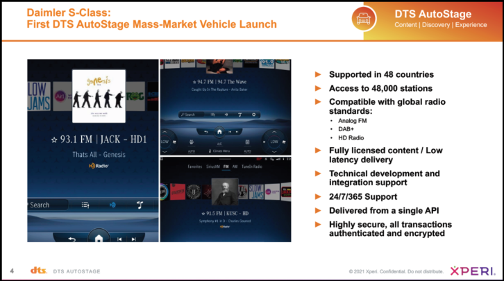 Xperi DTS AutoStage in Daimler S-Class