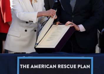 American Rescue Plan Act Pelosi Schumer Photo by OLIVIER DOULIERY AFP via Getty Images