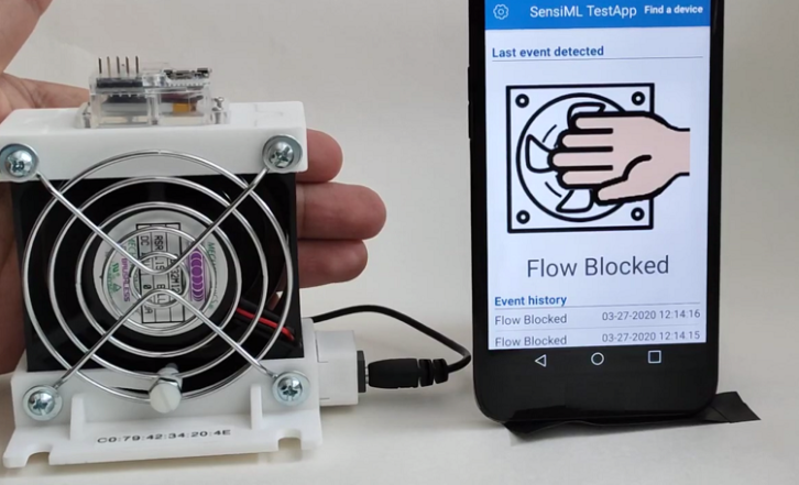 SensiML sensor shown in demo video