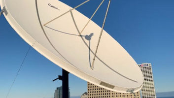 Comtech dish on roof of WUWM Radio in Milwaukee. Courtesy Dawnco