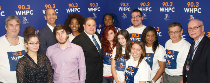 Group photo of WHPC students and volunteers with College President Dr. Jermaine F. Williams and Station Director Shawn Novatt,