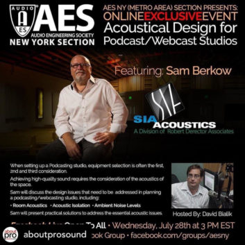 AES, Audio Engineering Society, acoustical design, acoustical treatment, podcast studios, Sam Berkow