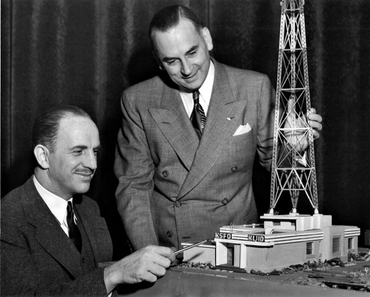 Royal V. Howard, left, was NAB’s director of engineering in 1947 when the BEC was born. He’s shown with Wesley Dumm, owner of Associated Broadcasters, in a 1942 photo.