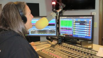 Air talent Kaytie at Woodward Radio Group’s WZOR in Green Bay, Wis., using AudioVault Air and the voice tracking widget.