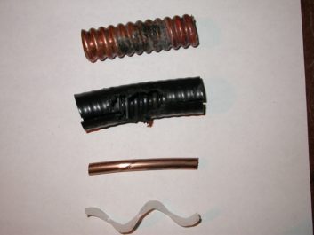 Photo showing components damaged by burns