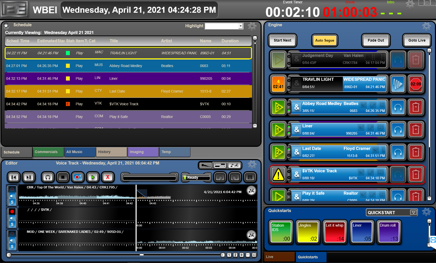 A user screen on BE’s AudioVAULT V11.