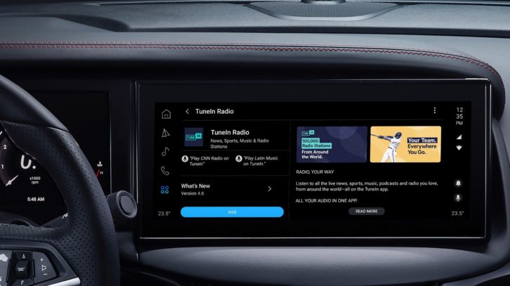 image of TuneIn app in a car dashboard