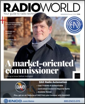 Radio World cover Jan 19 2022 with Nathan Simington