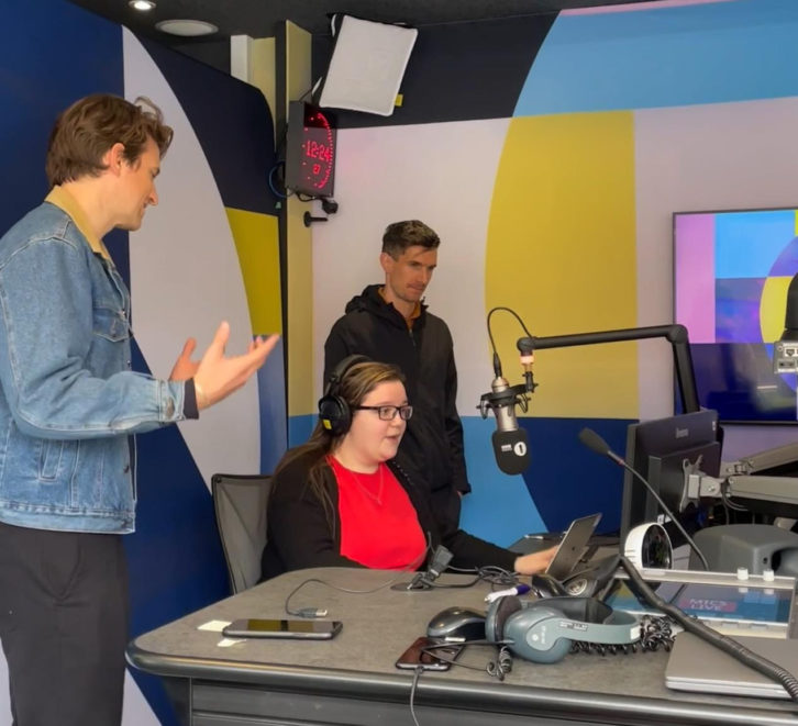 Coventry University media sttudent Ellianna Boughton inside the Radio 1 mobile studio