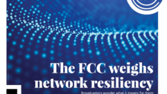 The cover of Radio World's Sept. 1 issue, with the headline "The FCC weights network resiliency" over a conceptual background suggesting digital audio