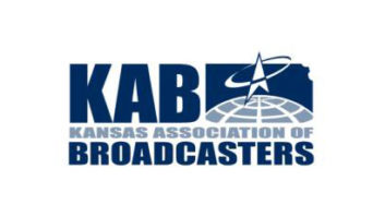 Kansas Association of Broadcasters logo, blue and gray words on white background