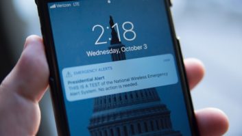 A notification is seen on a smartphone in 2018 when FEMA tested the Presidential Alert functionality of the Wireless Emergency Alerts system.