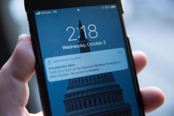 A notification is seen on a smartphone in 2018 when FEMA tested the Presidential Alert functionality of the Wireless Emergency Alerts system.