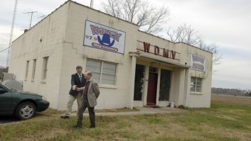 The WGOP building, bearing its prior call letters WDMV, is the backdrop for a 2007 photo showing Rep. Wayne Gilchrest, R-Md. bidding farewell to then-Mayor Michael McDermott, who had interviewed him for a weekly radio show.