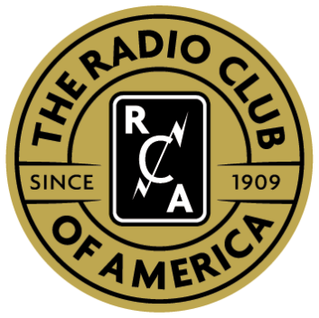 Radio Club of America logo, a circular logo in gold with black lettering