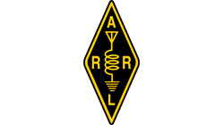 The diamond-shaped logo of the American Radio Relay League, with yellow letters and electronic symbols including an antenna