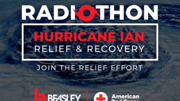 logo for a radiothon by Beasley Media Group to benefit the Red Cross relief efforts after Hurricane Ian