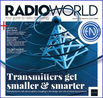 Cover of Radio World's Sept. 28 2022 issue with a concept image of a broadcast tower