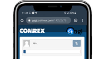 Comrex Gagl screen on a smartphone