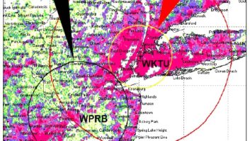 Map from the Xperi NAB filing showing WKTU and WPRB interference contours