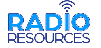 Radio Resources logo blue text on white background
