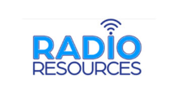 Radio Resources company logo blue letters on white background