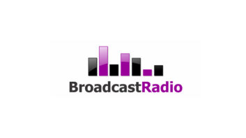 company logo of Broadcast Radio Limited with black and purple text and black and purple columns suggesting audio