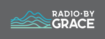 Logo of Radio by Grace with white letters on a grey background