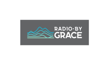 logo of Radio by Grace with white letters on a grey background