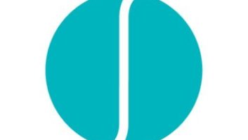 Cerence company logo, a teal circle with a slightly curving vertical white line through it