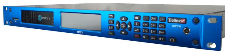 Tieline MPX2 codec, a blue hardware device 