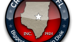 Logo of the town of Cross City, Fla., showing the county boundaries in a map
